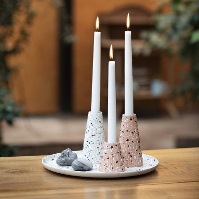 Tablett und Kerzenständer aus Bambusfasern