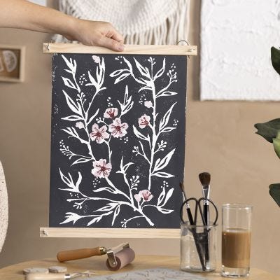 Wandbild, kreiert mit Linoldruck