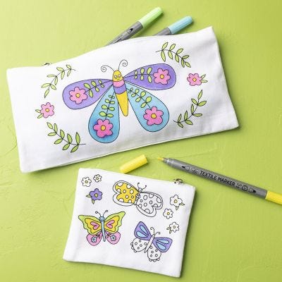 Mäppchen und Münztasche mit Schmetterlingen