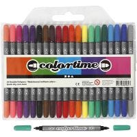 Colortime Dual-Filzstifte, Strichstärke 2,3+3,6 mm, Standard-Farben, 20 Stk/ 1 Pck