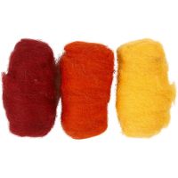 Wolle, kardiert, Harmonie in Gelb-Terrakotta, 3x10 g/ 1 Pck