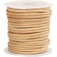 Lederband, Dicke 2 mm, Beige, 10 m/ 1 Rolle