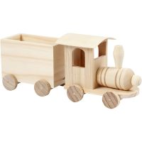 Spielzeug-Zug mit Anhänger, H: 9,5 cm, L: 21,5 cm, B: 6,5 cm, 1 Stk