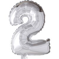 Folienballon, 2, H 41 cm, Silber, 1 Stk