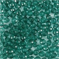 Glasschliffperlen, D 4 mm, Lochgröße 1 mm, Grün, 45 Stk/ 1 Pck