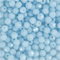 Glasschliffperlen, Größe 3x4 mm, Lochgröße 0,8 mm, Meerblau, 100 Stk/ 1 Pck