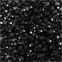Glasschliffperlen, Größe 3x4 mm, Lochgröße 0,8 mm, Schwarz metallic, 100 Stk/ 1 Pck