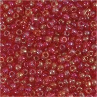 Rocaille Seed Beads, D 3 mm, Größe 8/0 , Lochgröße 0,6-1,0 mm, Kirschrot irisierend, 25 g/ 1 Pck