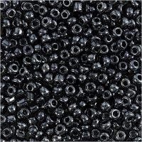 Rocaille Seed Beads, D 3 mm, Größe 8/0 , Lochgröße 0,6-1,0 mm, Schwarz metallic, 25 g/ 1 Pck