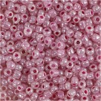 Rocailleperlen, D 3 mm, Größe 8/0 , Lochgröße 0,6-1,0 mm, Pink, 25 g/ 1 Pck