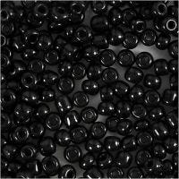 Rocaille Seed Beads, D 4 mm, Größe 6/0 , Lochgröße 0,9-1,2 mm, Schwarz, 25 g/ 1 Pck