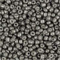 Rocaille Seed Beads, D 3 mm, Größe 8/0 , Lochgröße 0,6-1,0 mm, Grau, 25 g/ 1 Pck