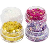 Glitter Clay, Pastellblau, Gold, Pink, Weiß, 4x5 ml/ 1 Pck