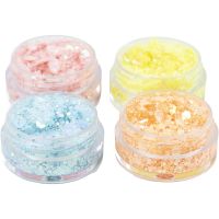 Glitter Clay, Pastellblau, Pastellorange, Pastellpink, Pastellgelb, 4x5 ml/ 1 Pck