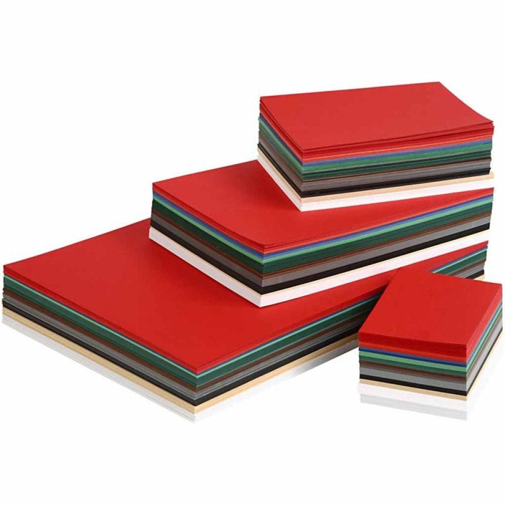 Weihnachts-Karton, A3,A4,A5,A6, 180 g, Sortierte Farben, 1500 Bl. sort./ 1 Pck