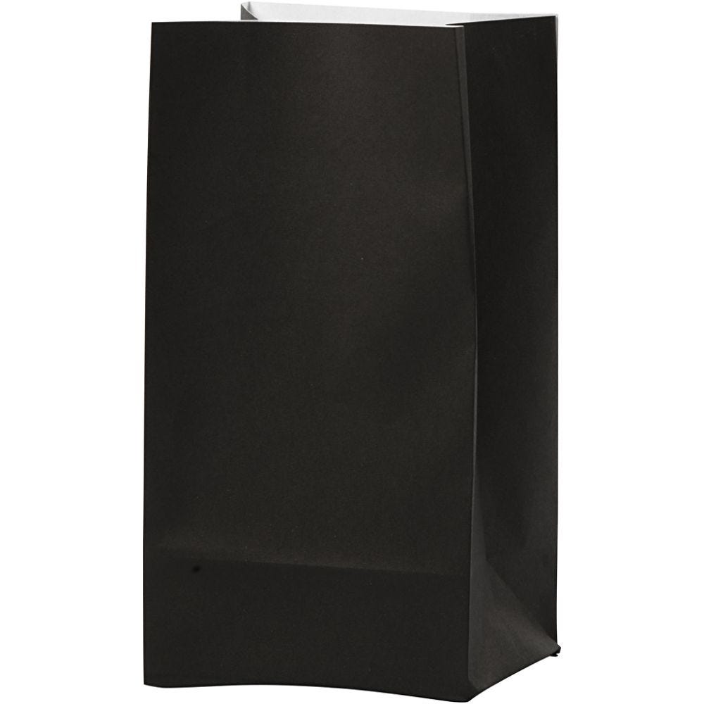 Papiertüten, H 17 cm, Größe 6x9 cm, 80 g, Schwarz, 10 Stk/ 1 Pck