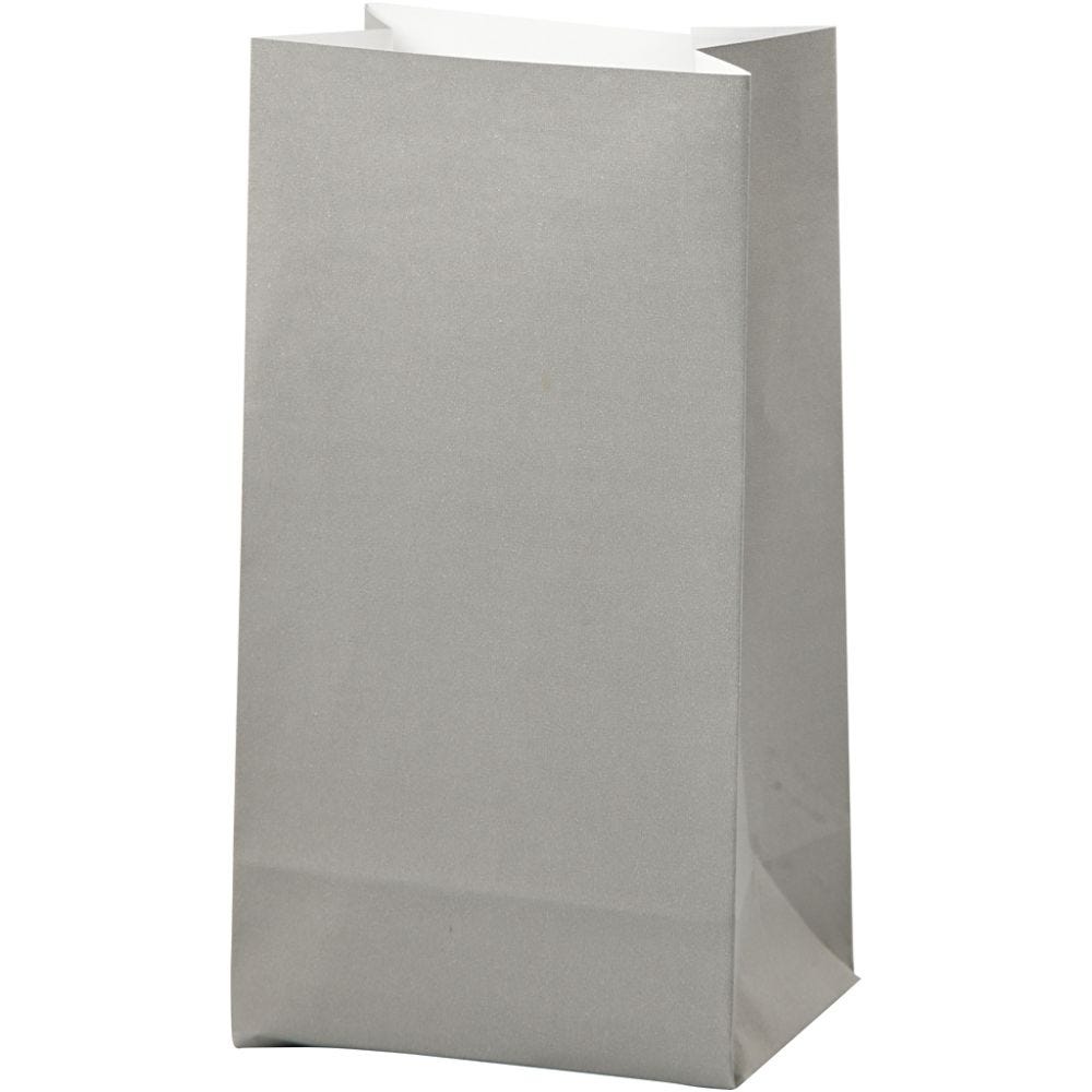 Papiertüten, H 17 cm, Größe 6x9 cm, 80 g, Grau, 10 Stk/ 1 Pck