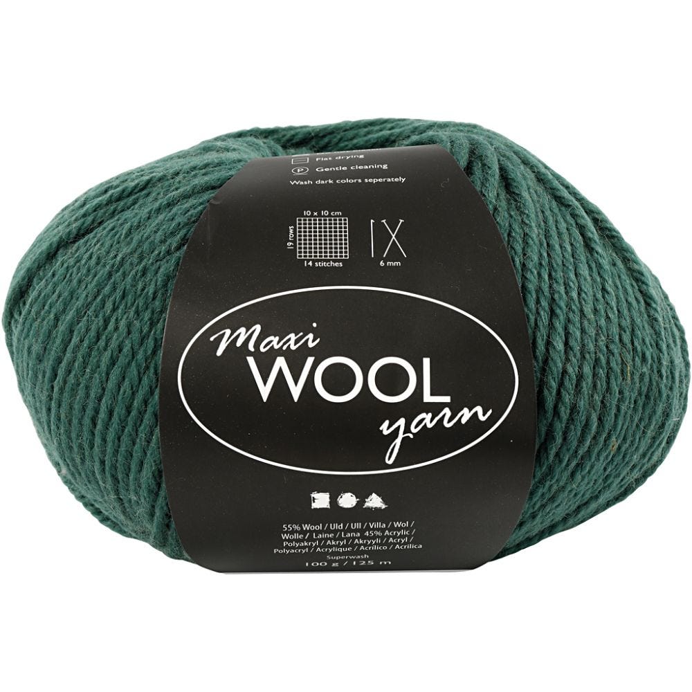 Wolle, L: 125 m, Grün, 100 g/ 1 Knäuel