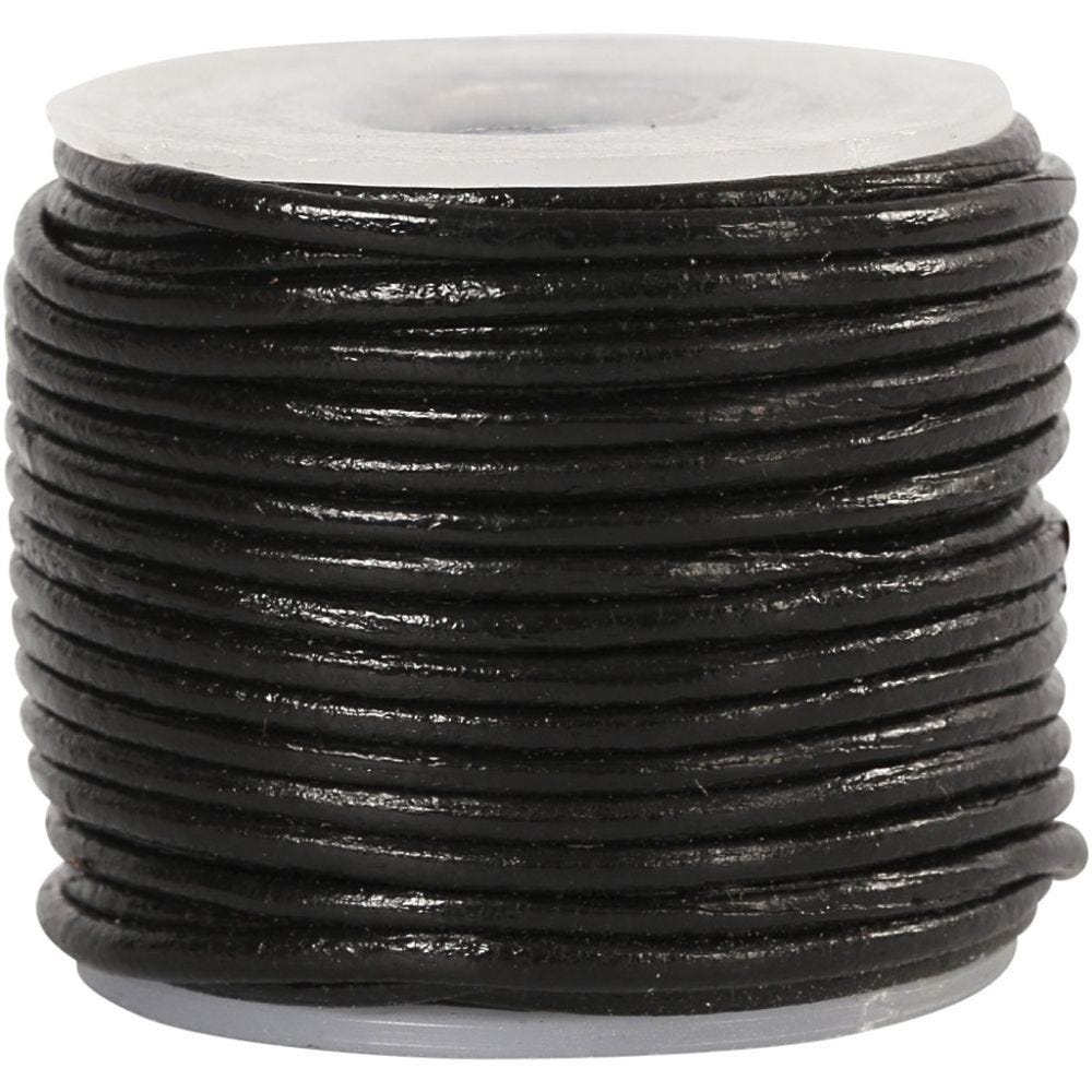 Lederband, Dicke 1 mm, Schwarz, 10 m/ 1 Rolle