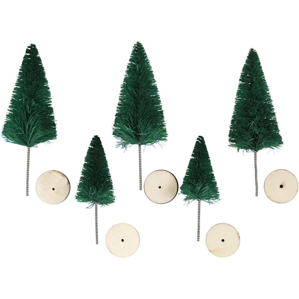 Weihnachtsbäume, H 40+60 mm, Grün, 5 Stk/ 1 Pck