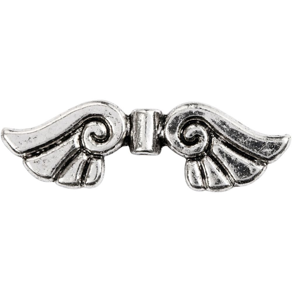 Flügel, B 35 mm, Lochgröße 1,5 mm, Antiksilber, 6 Stk/ 1 Pck