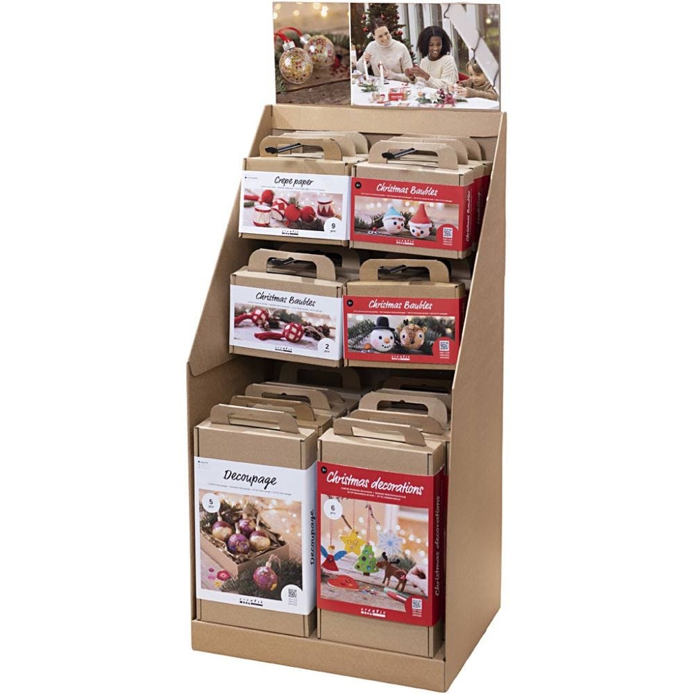 Großes Thekendisplay, Weihnachtskugeln, H 834 mm, T 322 mm, B 416 mm, 24 Teile/ 1 Pck