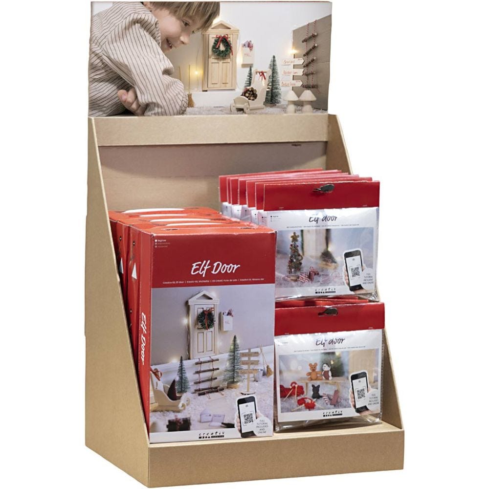 Kleines Tischdisplay, Wichteltür, H 458 mm, T 322 mm, B 416 mm, 44 Teile/ 1 Pck
