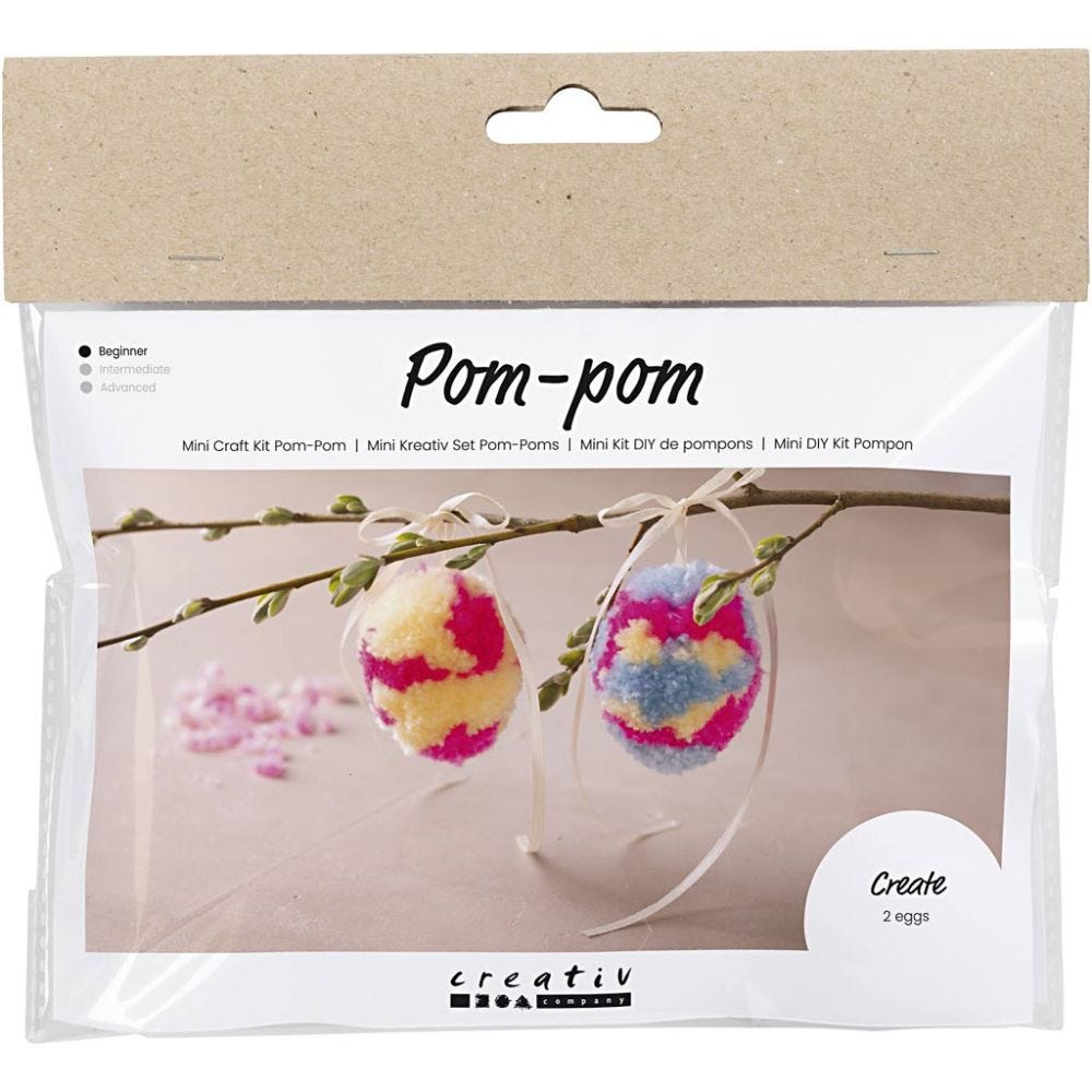 Mini Kreativ Set Pom-Poms, Eier, Sort. Farben, 1 Pck