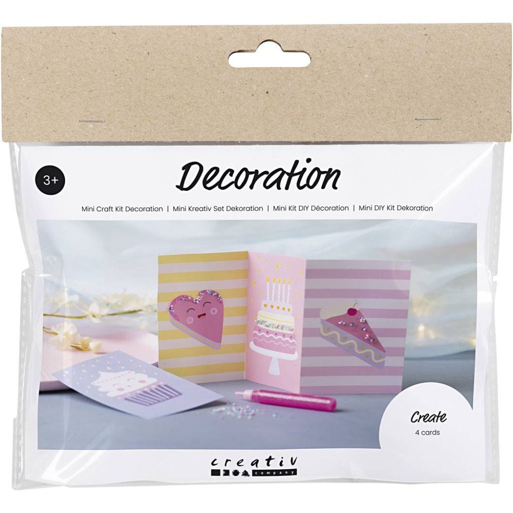 Mini Kreativ Set Dekoration, Kuchen, Pastellpink, Pastelllila, Pastellgelb, Pastellila, 1 Pck
