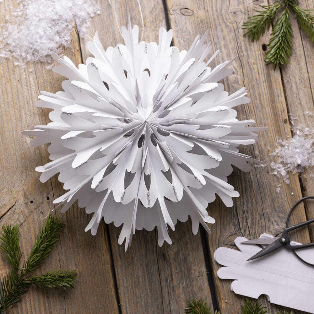 A snowflake star from paper bags