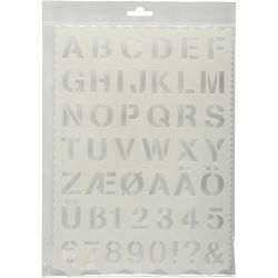 Buchstaben-/Zahlen-Schablone, Buchstaben und Zahlen, H 25 mm, Blatt 21x29 cm, 1 Stk