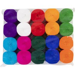 Krepppapier-Rollen, L 20 m, B 5 cm, 22 g, Sortierte Farben, 20 Rolle/ 1 Pck