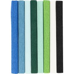 Krepppapier, Blatt 25x60 cm, Kreppanteil: 180%, 105 g, Harmonie in Blau-Gr&uuml;n, 8 Bl./ 1 Pck