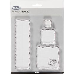 Acrylblock, Gr&ouml;&szlig;e 2,5x2,5+5x5+7,6x7,6+5x16,5 cm, Dicke 1 cm, 4 Stk/ 1 Pck