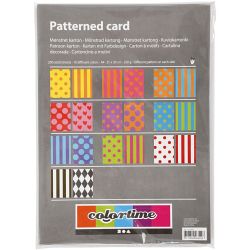 Karton mit Muster, A4, Blatt 210x297 mm, 250 g, Sortierte Farben, 200 Bl. sort./ 1 Pck