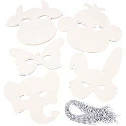 Tiermasken, H 13-24 cm, B 20-28 cm, 230 g, Wei&szlig;, 100 Stk/ 1 Pck