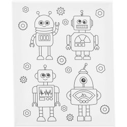 Mal-Leinwand mit Aufdruck, Roboter , T 1,6 cm, Gr&ouml;&szlig;e 24x30 cm, 360 g, 1 Stk