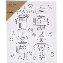 Mal-Leinwand mit Aufdruck, Roboter , T 1,6 cm, Gr&ouml;&szlig;e 24x30 cm, 360 g, 1 Stk