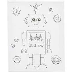 Mal-Leinwand mit Aufdruck, Roboter, T 1,6 cm, Gr&ouml;&szlig;e 24x30 cm, 360 g, 1 Stk