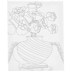Mal-Leinwand mit Aufdruck, Blumenstrau&szlig; in Vase, T 1,6 cm, Gr&ouml;&szlig;e 24x30 cm, 360 g, 1 Stk