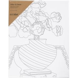 Mal-Leinwand mit Aufdruck, Blumenstrau&szlig; in Vase, T 1,6 cm, Gr&ouml;&szlig;e 24x30 cm, 360 g, 1 Stk