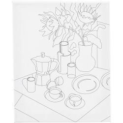 Mal-Leinwand mit Aufdruck, Fr&uuml;hst&uuml;ckstisch, T 1,6 cm, Gr&ouml;&szlig;e 24x30 cm, 360 g, 1 Stk