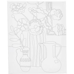 Mal-Leinwand mit Aufdruck, Blumenstillleben, T 1,6 cm, Gr&ouml;&szlig;e 24x30 cm, 360 g, 1 Stk