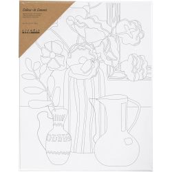 Mal-Leinwand mit Aufdruck, Blumenstillleben, T 1,6 cm, Gr&ouml;&szlig;e 24x30 cm, 360 g, 1 Stk