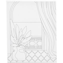Mal-Leinwand mit Aufdruck, Fenster, T 1,6 cm, Gr&ouml;&szlig;e 24x30 cm, 360 g, 1 Stk