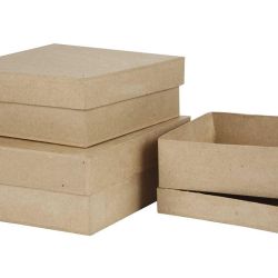 Pappschachtel-Set, Quadratisch, H 5+6+7,5 cm, Größe 16+18+20 cm, 3 Stk/ 1 Set