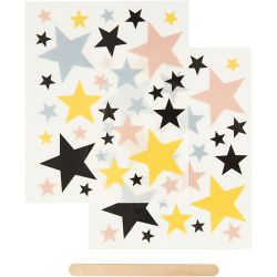 Rub-on Stickers, Sterne, Blatt 12,2x15,3 cm, 2 Bl./ 1 Pck