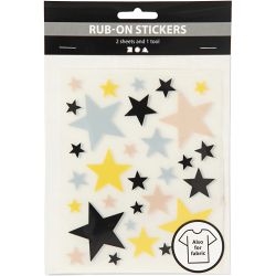 Rub-on Stickers, Sterne, Blatt 12,2x15,3 cm, 2 Bl./ 1 Pck