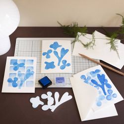 Stempelkissen, H 2 cm, Größe 3,5x3,5 cm, Blau, Himmelblau, Flieder, Violett, 4 Stk/ 1 Pck