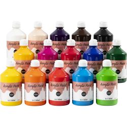 Acrylfarbe, gl&auml;nzend, Sortierte Farben, 15x500 ml/ 1 Pck